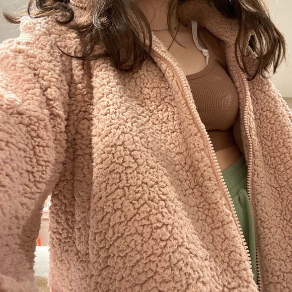 Light Pink Urban Outfitters Fuzzy Coat/Jacket - Picture 3 of 4